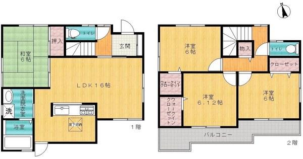 Floor plan. 17.5 million yen, 4LDK, Land area 101.01 sq m , Fun and even cooking in the building area 95.17 sq m face-to-face kitchen. 