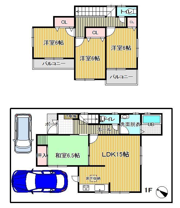 Floor plan. 21,800,000 yen, 4LDK, Land area 123.34 sq m , Building area 95.58 sq m
