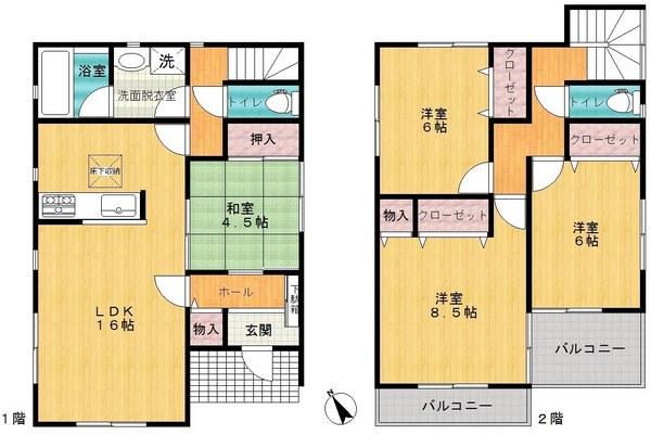 Floor plan. 19.5 million yen, 4LDK, Land area 133.29 sq m , Fun and even cooking in the building area 98.82 sq m face-to-face kitchen. 