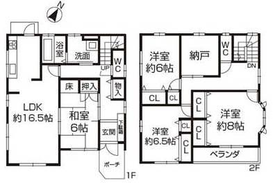 Floor plan. 29,800,000 yen, 4LDK + S (storeroom), Land area 181.62 sq m , Building area 127.01 sq m