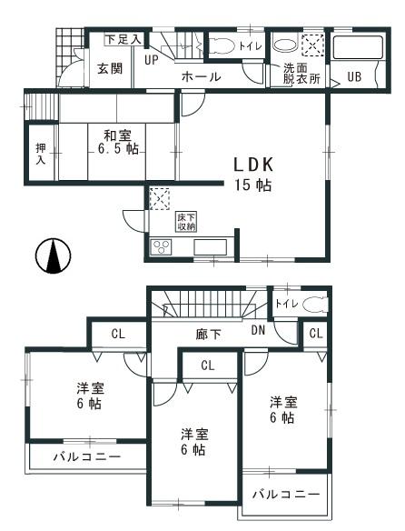 Floor plan. 21,800,000 yen, 4LDK, Land area 123.34 sq m , Building area 95.58 sq m ◆ All room 6 quires more