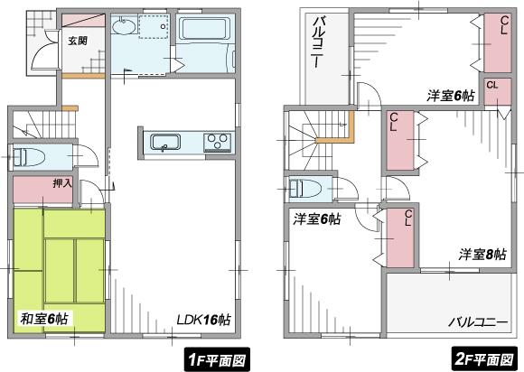 Floor plan. (No. 6 locations), Price 17.8 million yen, 4LDK, Land area 225.63 sq m , Building area 98.41 sq m