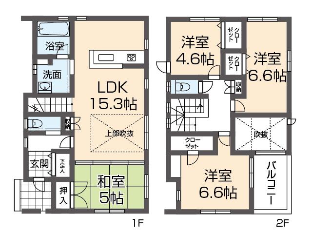 Floor plan. (No. 2 locations), Price 23.8 million yen, 4LDK, Land area 120.48 sq m , Building area 93.32 sq m
