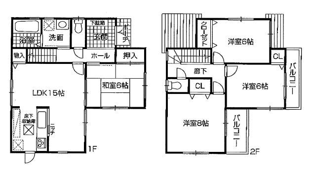 Floor plan. 23.8 million yen, 4LDK, Land area 141.57 sq m , Building area 96.39 sq m 4LDK