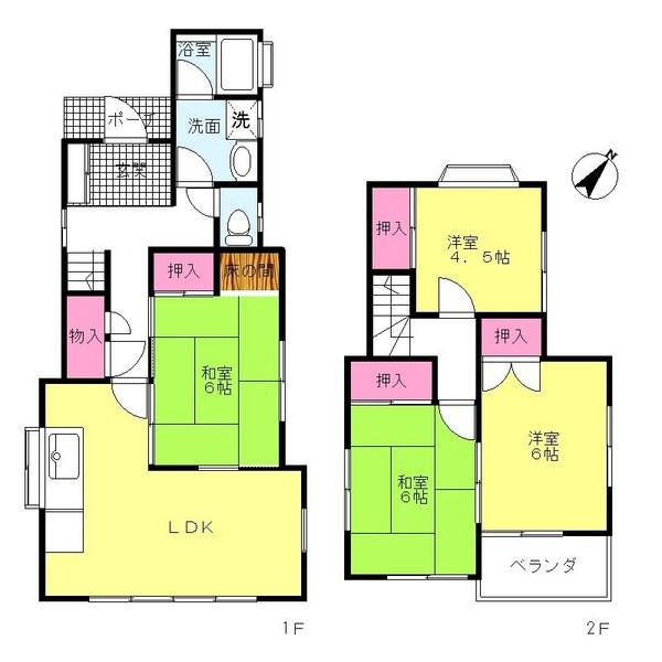 Floor plan. 9.8 million yen, 4LDK, Land area 115.47 sq m , Building area 85.14 sq m