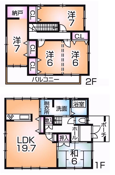Floor plan. 26 million yen, 4LDK + S (storeroom), Land area 166.57 sq m , Building area 127.52 sq m floor plan