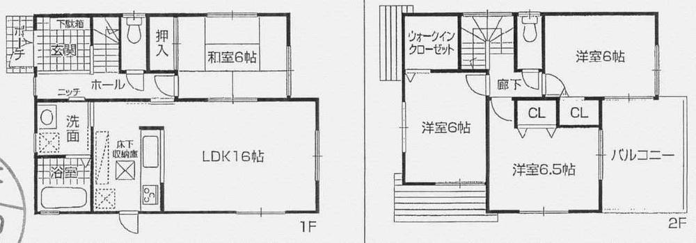 Floor plan. (Building 2), Price 22,200,000 yen, 4LDK, Land area 143.22 sq m , Building area 96.39 sq m