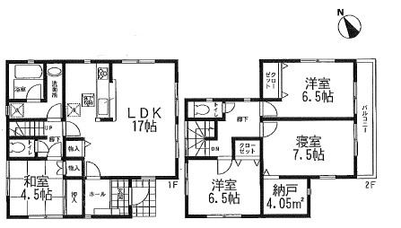 Floor plan. 23.8 million yen, 4LDK + S (storeroom), Land area 132.29 sq m , Building area 102.06 sq m newly built single-family Kakogawa Befuchoshinobe Floor plan