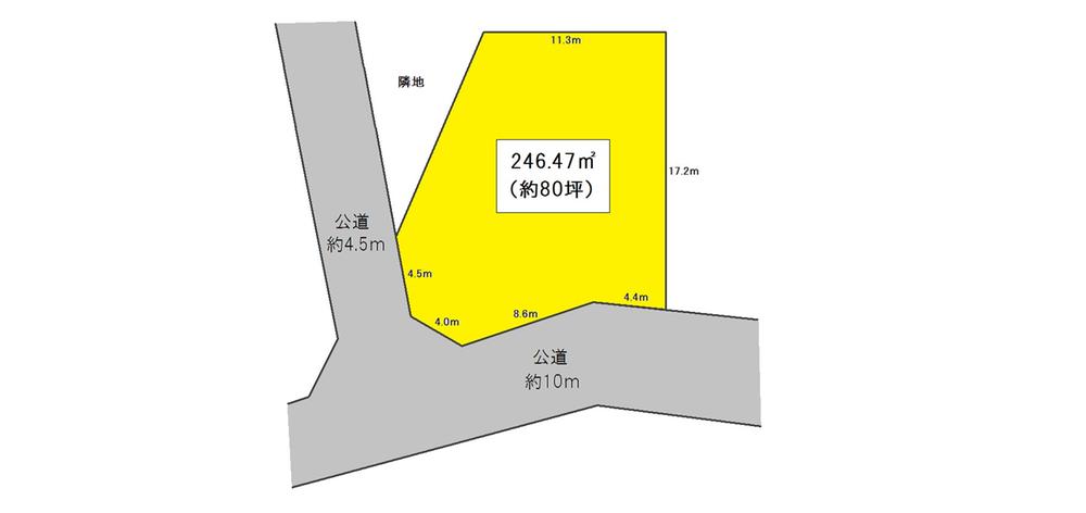 Compartment figure. Land price 21,800,000 yen, Land area 264.47 sq m southwest corner lot! About 80 square meters!  Split is possible consultation. 