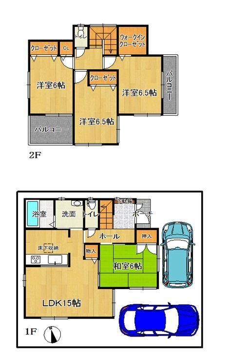 Floor plan. (No. 2 locations), Price 17.3 million yen, 4LDK+S, Land area 106.84 sq m , Building area 95.58 sq m