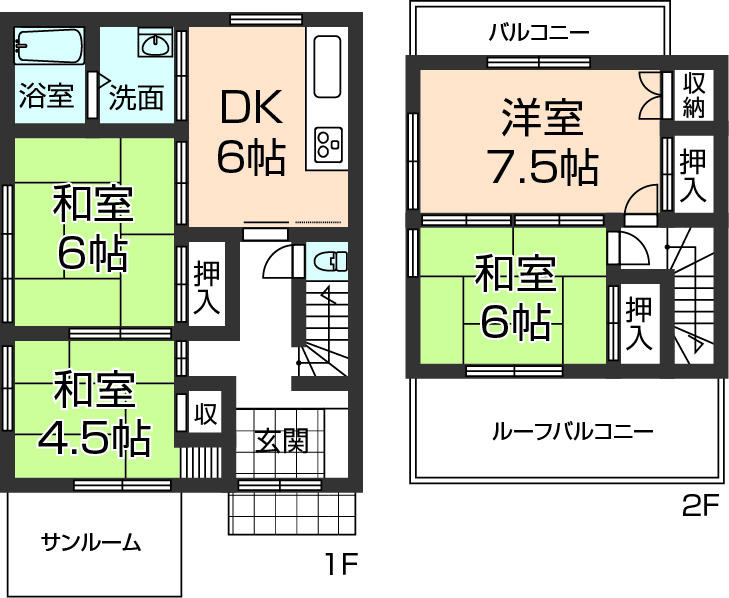 Floor plan. 10 million yen, 4DK, Land area 105.25 sq m , Building area 74.52 sq m floor plan