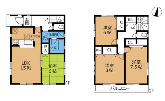Floor plan. 22,800,000 yen, 4LDK, Land area 110.33 sq m , Building area 99.83 sq m