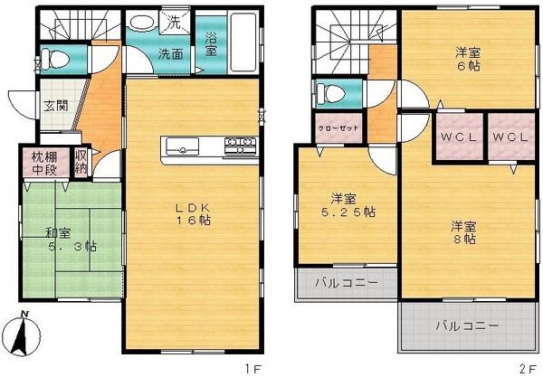 Floor plan. 24,900,000 yen, 4LDK, Land area 131.46 sq m , Building area 97.71 sq m spacious LDK
