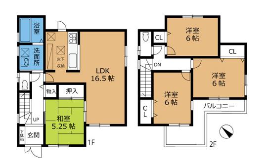 Floor plan. 23,300,000 yen, 4LDK, Land area 137.95 sq m , Building area 93.55 sq m