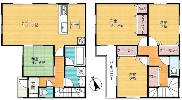 Floor plan. 18,800,000 yen, 4LDK, Land area 133.13 sq m , Building area 98.82 sq m