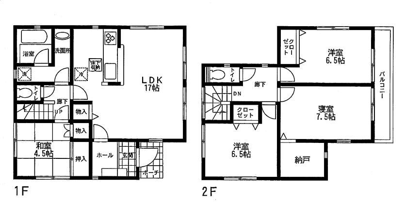 Floor plan. 21,800,000 yen, 4LDK + S (storeroom), Land area 168.06 sq m , Building area 102.06 sq m