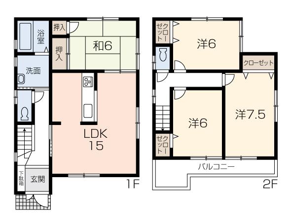 Floor plan. (1 Building), Price 18.3 million yen, 4LDK, Land area 163.95 sq m , Building area 94.77 sq m