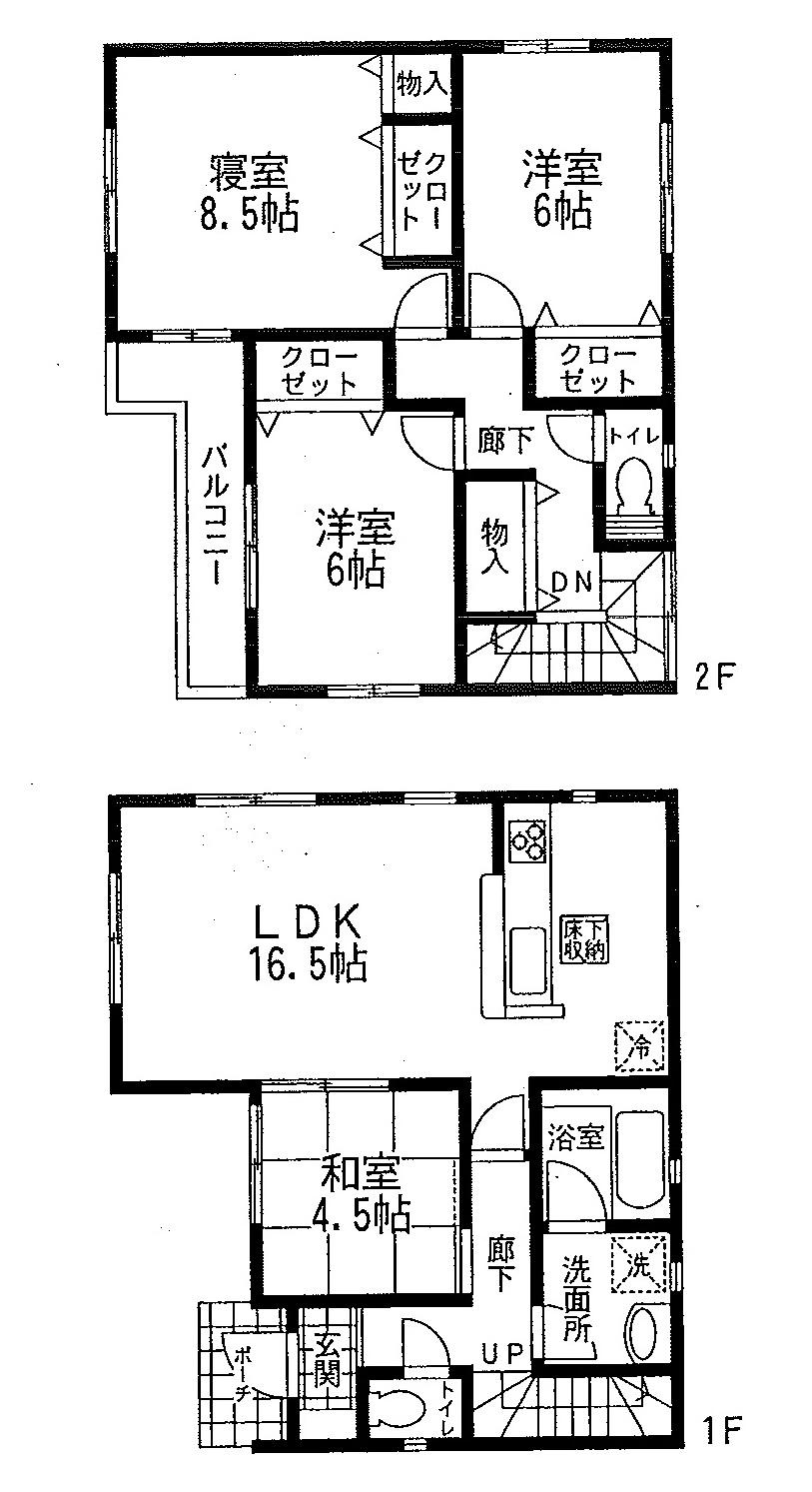 Floor plan. (4 Building), Price 18,800,000 yen, 4LDK, Land area 133.13 sq m , Building area 98.82 sq m