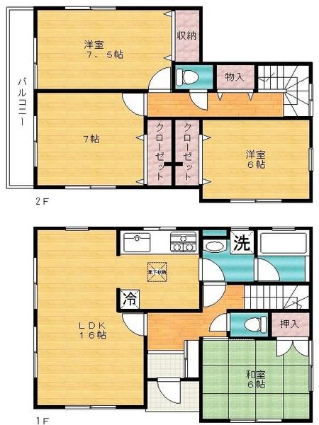Floor plan. 18,800,000 yen, 4LDK, Land area 132.08 sq m , Building area 100.03 sq m
