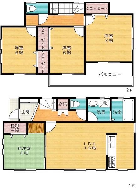 Floor plan. 24.5 million yen, 4LDK, Land area 137.46 sq m , Building area 98.54 sq m