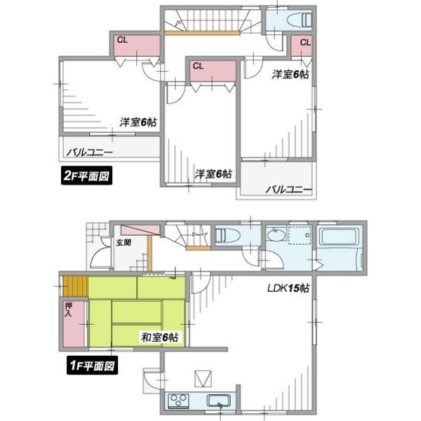 Floor plan. 22,800,000 yen, 4LDK, Land area 123.34 sq m , Building area 95.58 sq m Floor