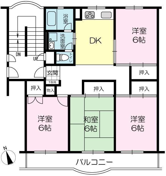 Floor plan. 4DK, Price 3.8 million yen, Occupied area 69.25 sq m , Balcony area 9.71 sq m