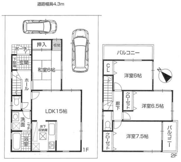 Floor plan. 18,800,000 yen, 4LDK, Land area 110.49 sq m , Building area 95.58 sq m