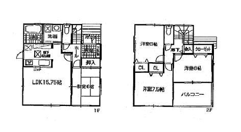 Floor plan. 24,800,000 yen, 4LDK, Land area 165 sq m , Building area 95.58 sq m 4LDK