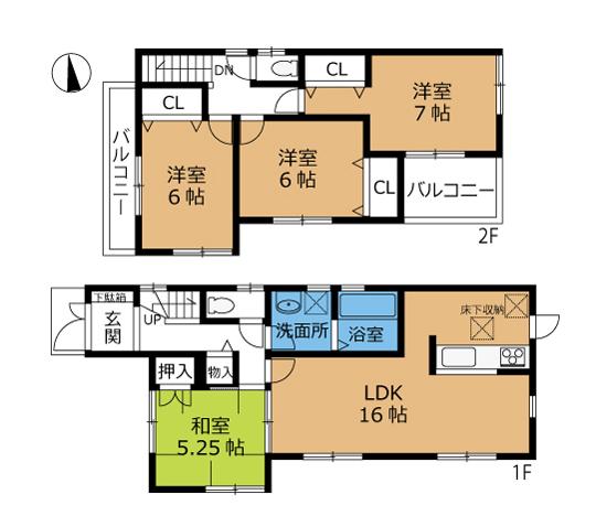 Floor plan. 21,800,000 yen, 4LDK, Land area 128.74 sq m , Building area 94.77 sq m