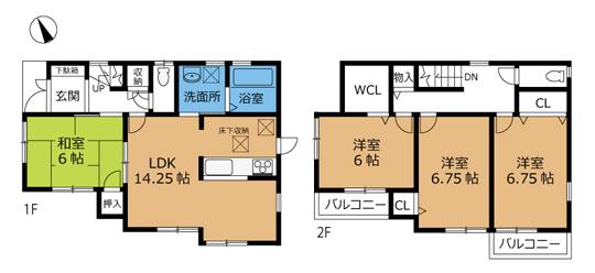 Floor plan. 20.8 million yen, 4LDK, Land area 110.28 sq m , Building area 95.17 sq m