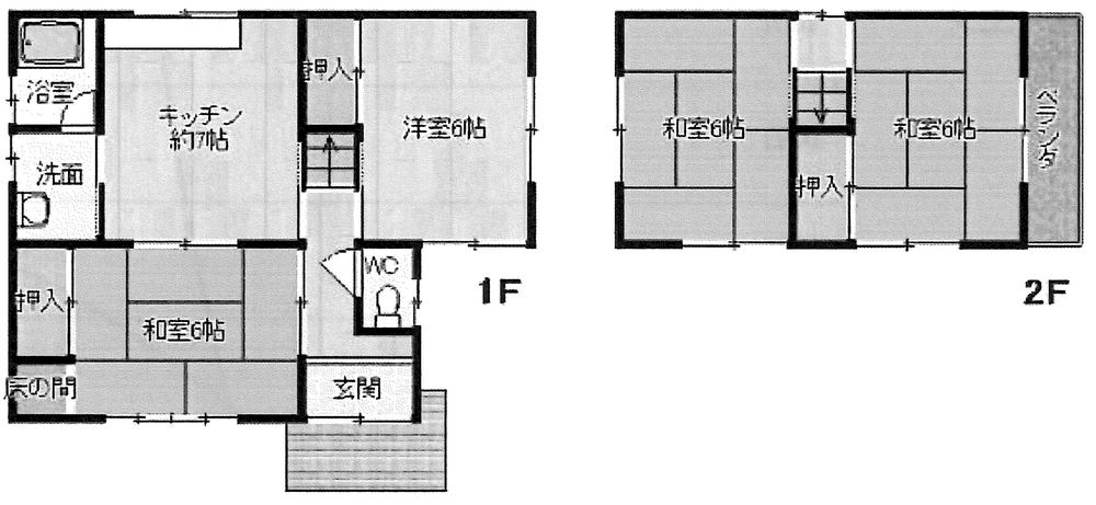 Floor plan. 6.9 million yen, 4DK, Land area 107.32 sq m , Building area 70.89 sq m