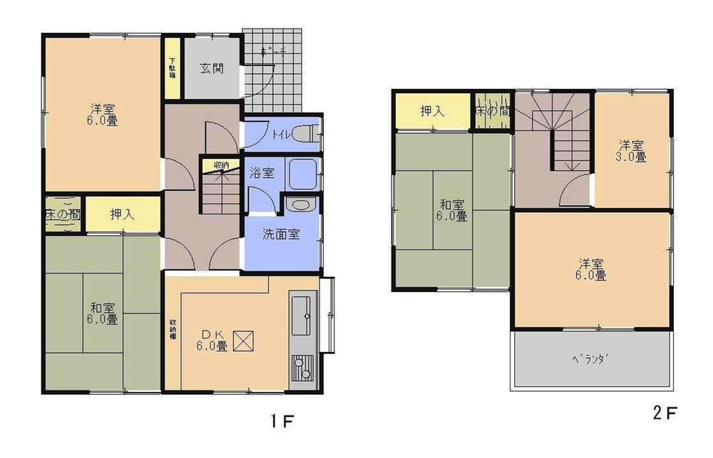 Floor plan. 4.8 million yen, 5DK, Land area 100.34 sq m , Building area 81.14 sq m 5DK
