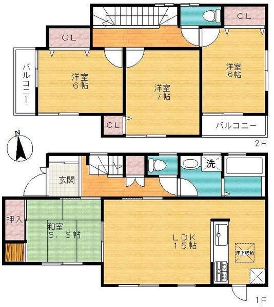 Floor plan. 22,800,000 yen, 4LDK, Land area 126.77 sq m , Building area 94.93 sq m