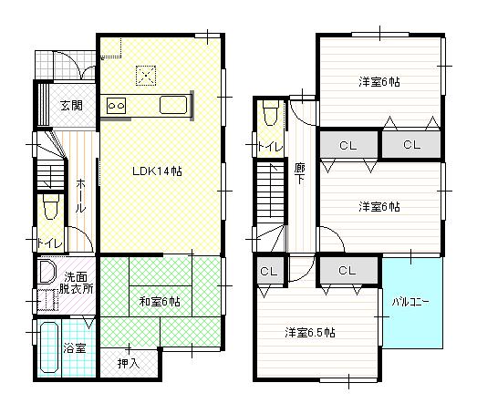 Floor plan. 21,800,000 yen, 4LDK, Land area 113.58 sq m , Building area 93.15 sq m 4LDK