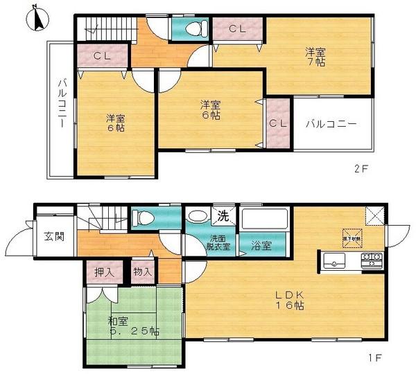 Floor plan. 21,800,000 yen, 4LDK, Land area 128.74 sq m , Building area 94.77 sq m