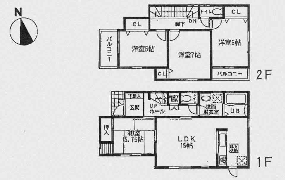 Floor plan. (Building 2), Price 22,800,000 yen, 4LDK, Land area 126.77 sq m , Building area 94.93 sq m