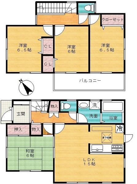 Floor plan. 20.8 million yen, 4LDK, Land area 130.24 sq m , Building area 95.17 sq m