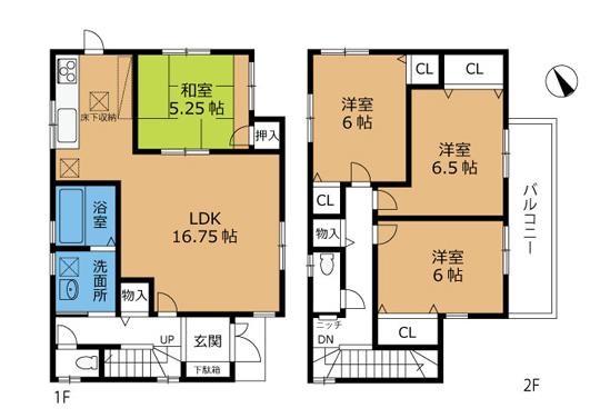 Floor plan. 20.8 million yen, 4LDK, Land area 192.52 sq m , Building area 98.01 sq m