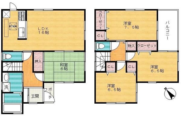 Floor plan. 20.8 million yen, 4LDK, Land area 193.03 sq m , Building area 98.82 sq m