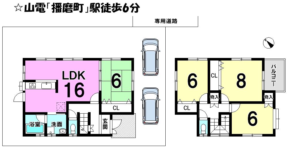 Floor plan. (D No. land), Price 25,800,000 yen, 4LDK, Land area 134.96 sq m , Building area 98.82 sq m