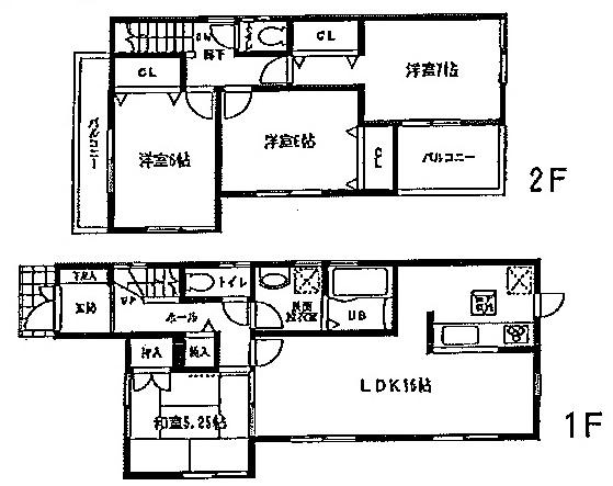 Floor plan. (1 Building), Price 21,800,000 yen, 4LDK, Land area 128.74 sq m , Building area 94.77 sq m