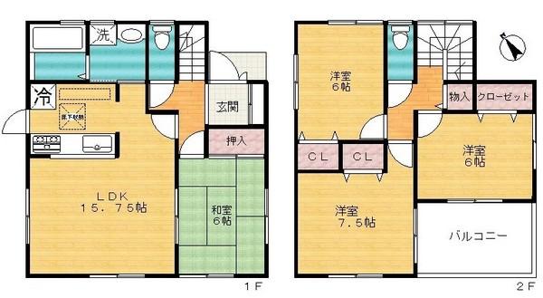 Floor plan. 24,800,000 yen, 4LDK, Land area 165 sq m , Building area 95.58 sq m