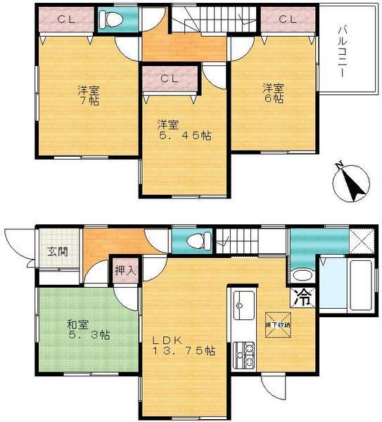 Floor plan. 19.3 million yen, 4LDK, Land area 110.28 sq m , Building area 89.1 sq m