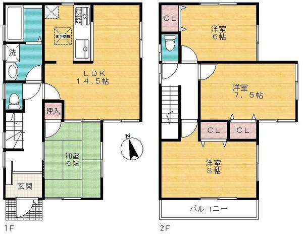 Floor plan. 22,800,000 yen, 4LDK, Land area 120.33 sq m , Building area 95.58 sq m