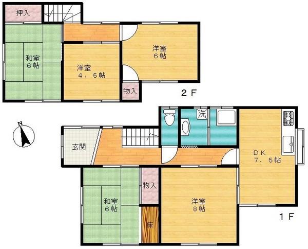 Floor plan. 11.8 million yen, 5DK, Land area 147.77 sq m , Building area 91.08 sq m