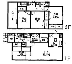 Floor plan. 22,800,000 yen, 4LDK, Land area 124.8 sq m , Building area 98.82 sq m 4LDK
