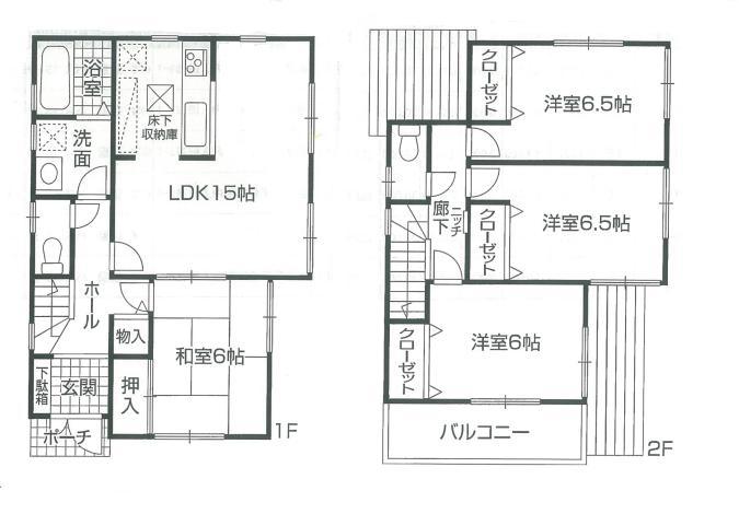 Floor plan. 20.8 million yen, 4LDK, Land area 102.64 sq m , Building area 95.58 sq m