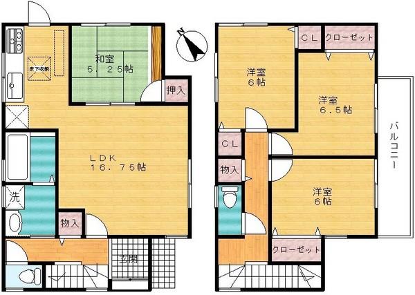 Floor plan. 20.8 million yen, 4LDK, Land area 192.52 sq m , Building area 98.01 sq m