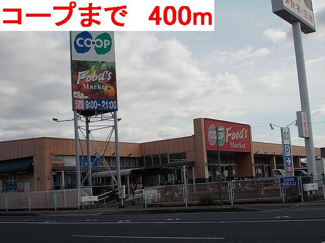 Supermarket. 400m to the Co-op (super)