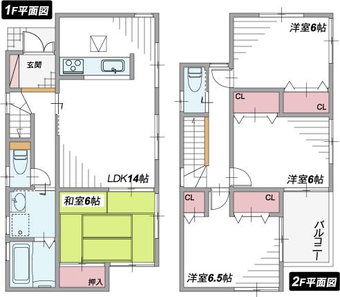 Floor plan. (No. 1 point), Price 21,800,000 yen, 4LDK, Land area 113.58 sq m , Building area 93.15 sq m